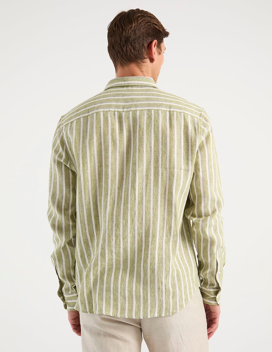Camisa casual de lino manga larga para hombre 2