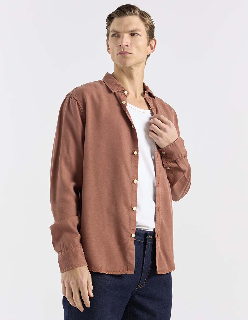Sobrecamisa casual de algodón manga larga para hombre Sobrecamisa casual de algodón manga larga para hombre