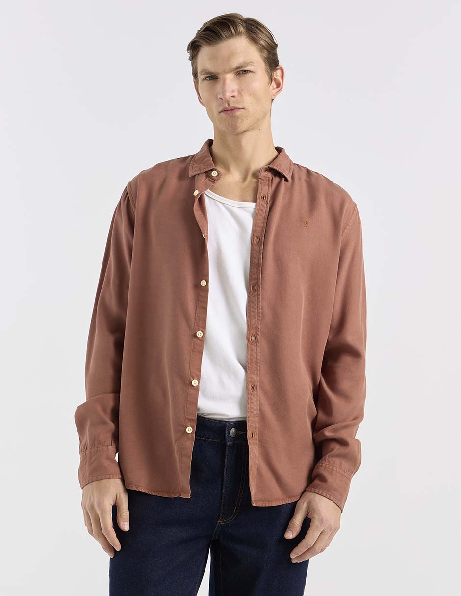 Sobrecamisa casual de algodón manga larga para hombre 2