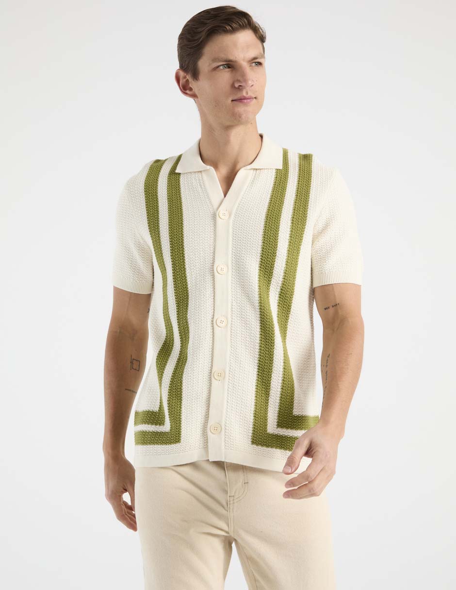 Camisa casual de algodón manga corta para hombre