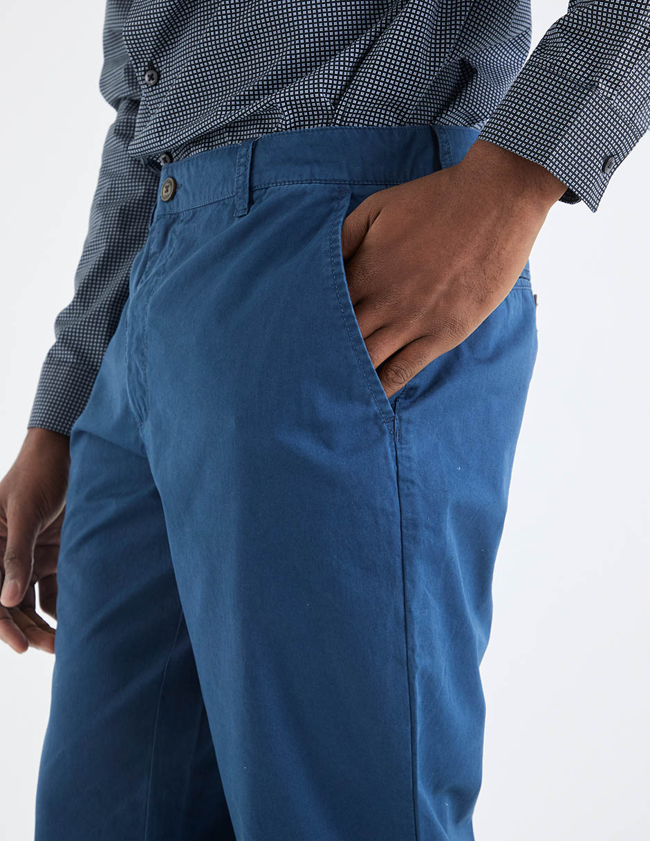 Pantalón casual chino straight de algodón para hombre 4
