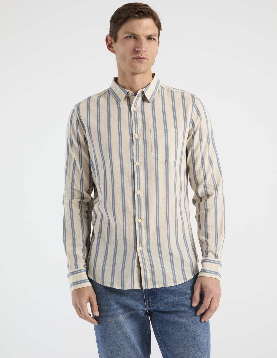 Camisa casual de algodón manga larga para hombre Camisa casual de algodón manga larga para hombre
