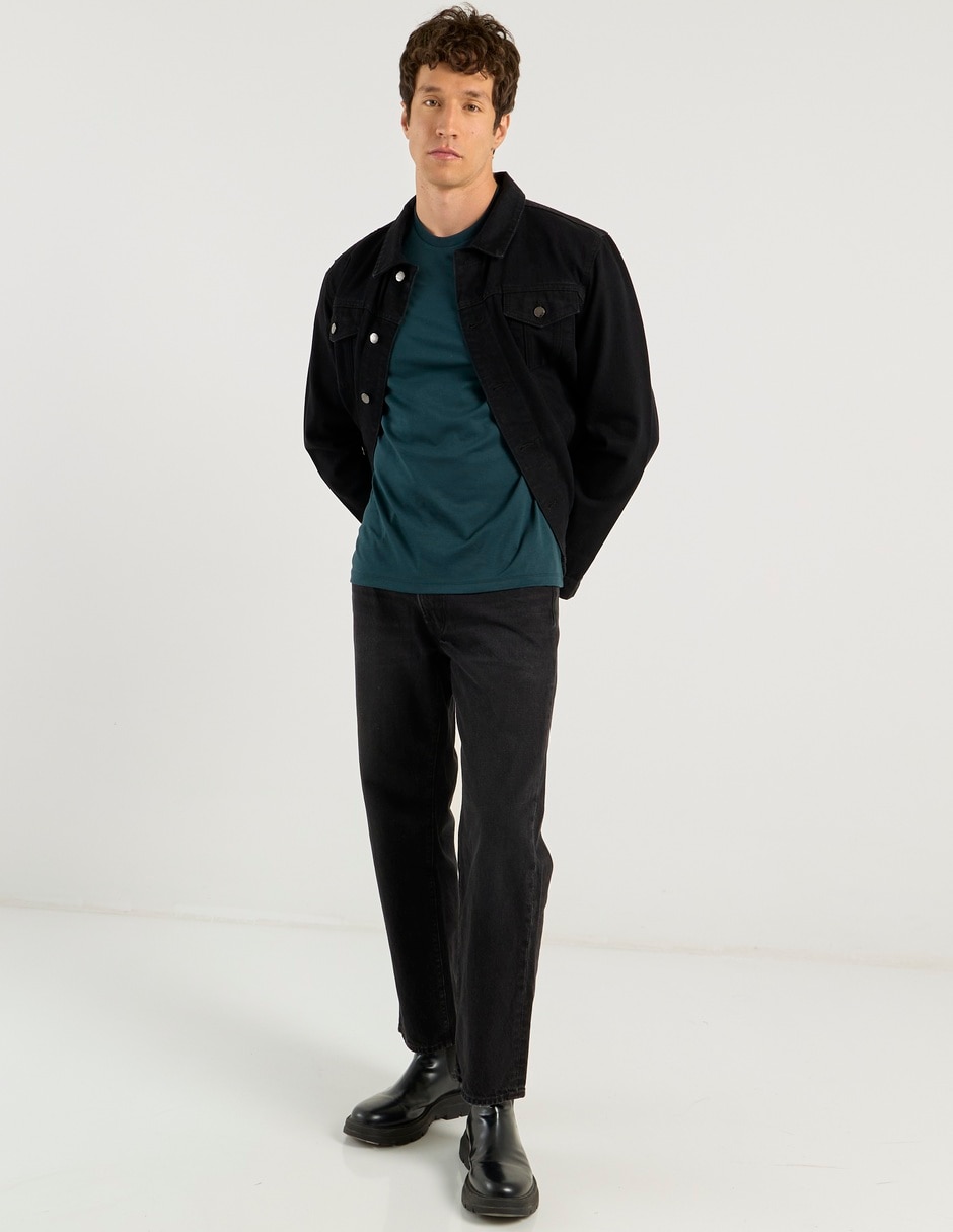 Jeans straight lavado obscuro para hombre 2