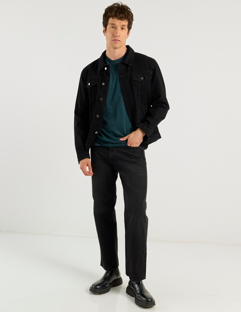 Jeans straight lavado obscuro para hombre 3