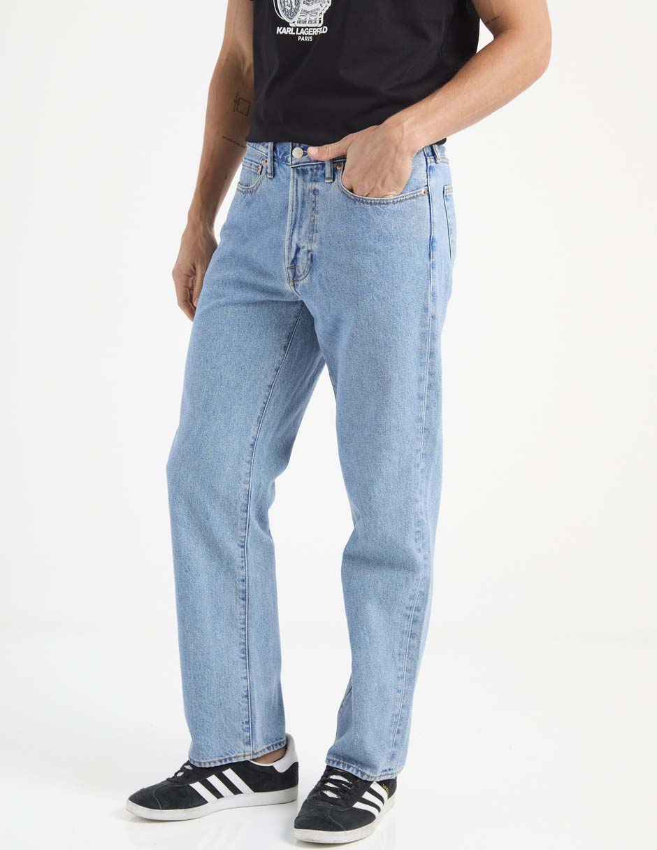 Jeans straight lavado claro para hombre