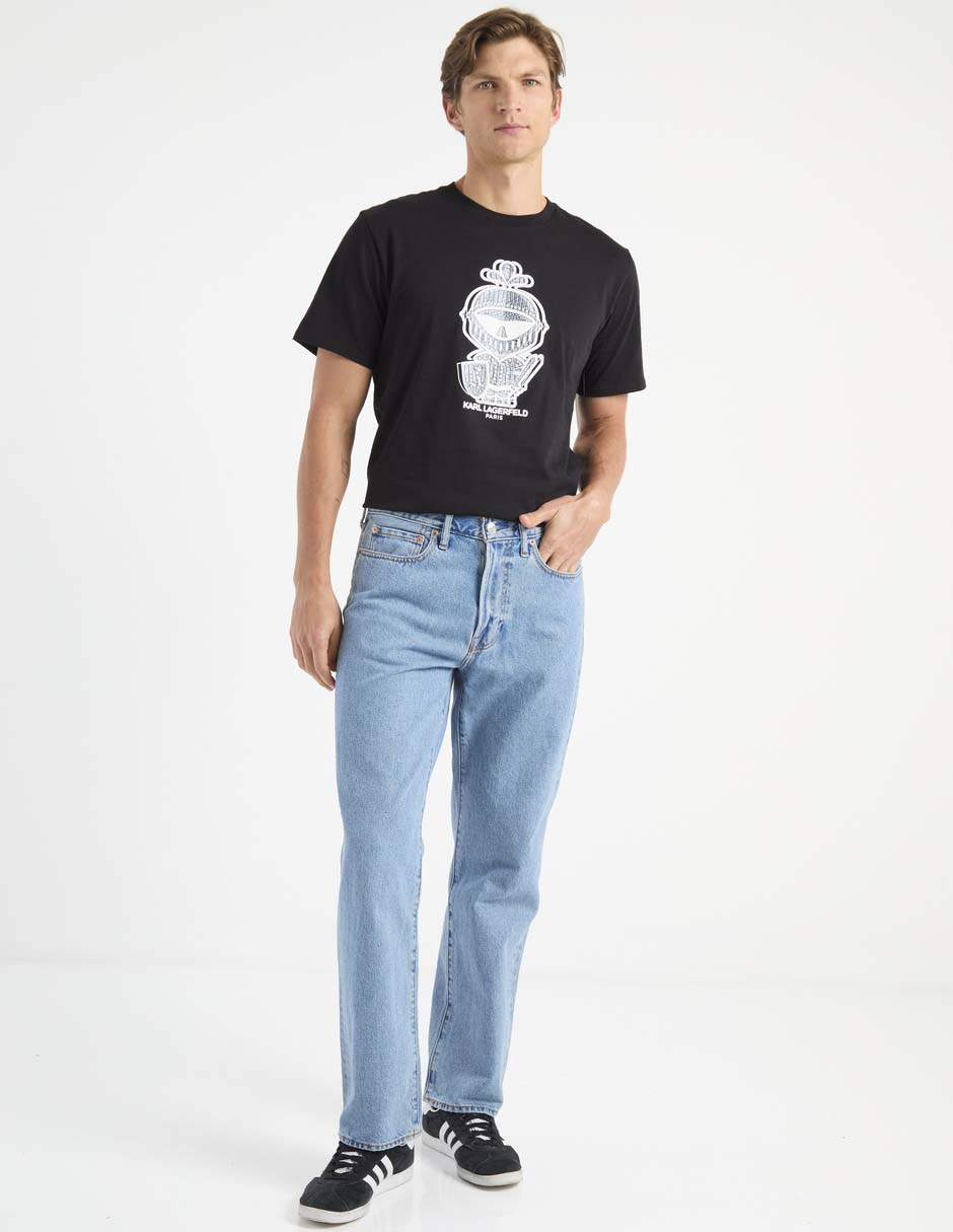 Jeans straight lavado claro para hombre 3