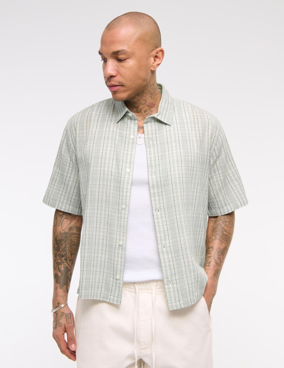 Camisa casual de algodón manga corta para hombre 2