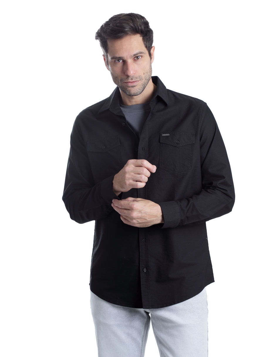 Camisa casual de algodón manga larga para hombre Camisa casual de algodón manga larga para hombre