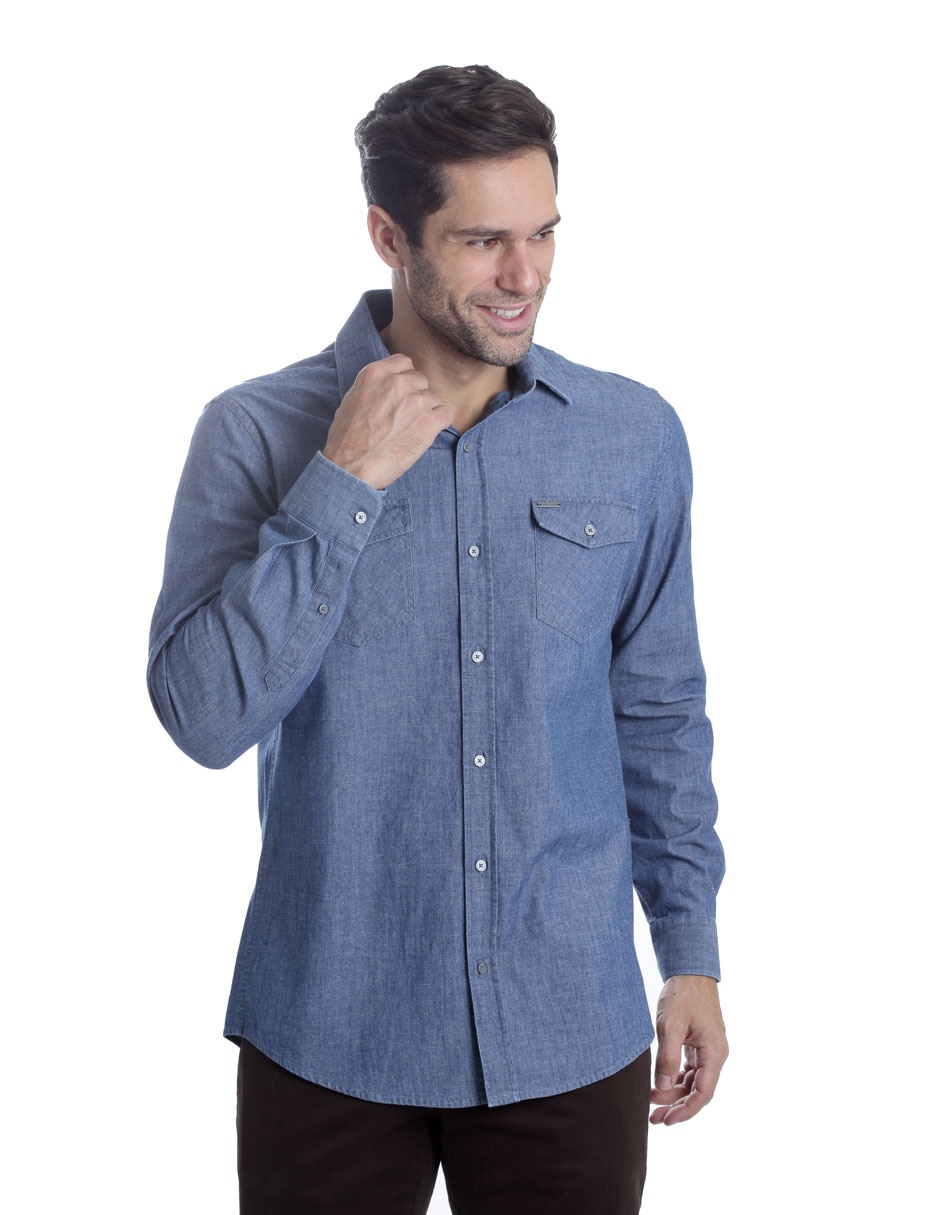 Camisa casual de algodón manga larga para hombre Camisa casual de algodón manga larga para hombre