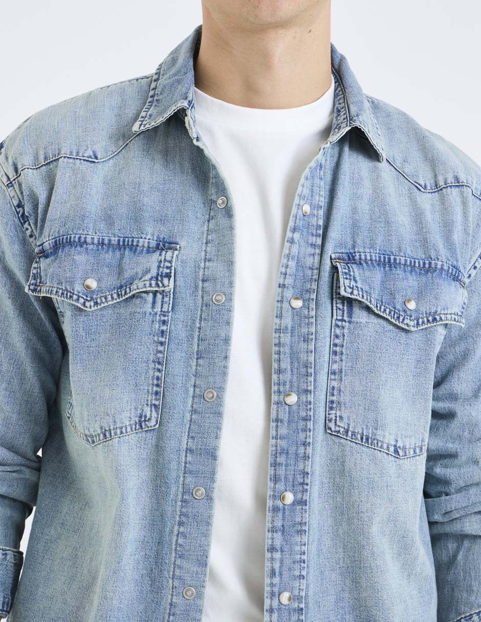 Camisa casual de algodón manga larga para hombre 4