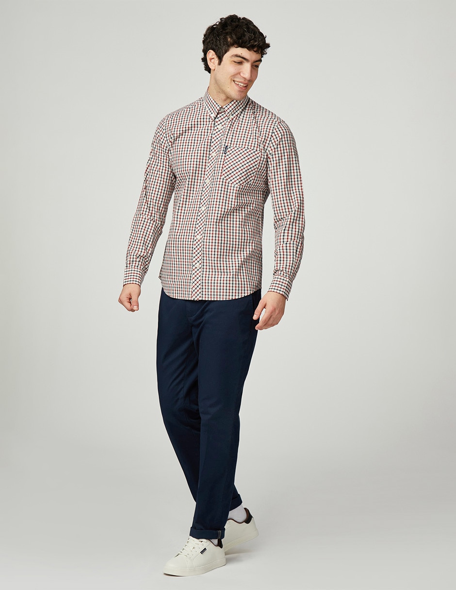 Camisa business casual de algodón manga larga para hombre 4