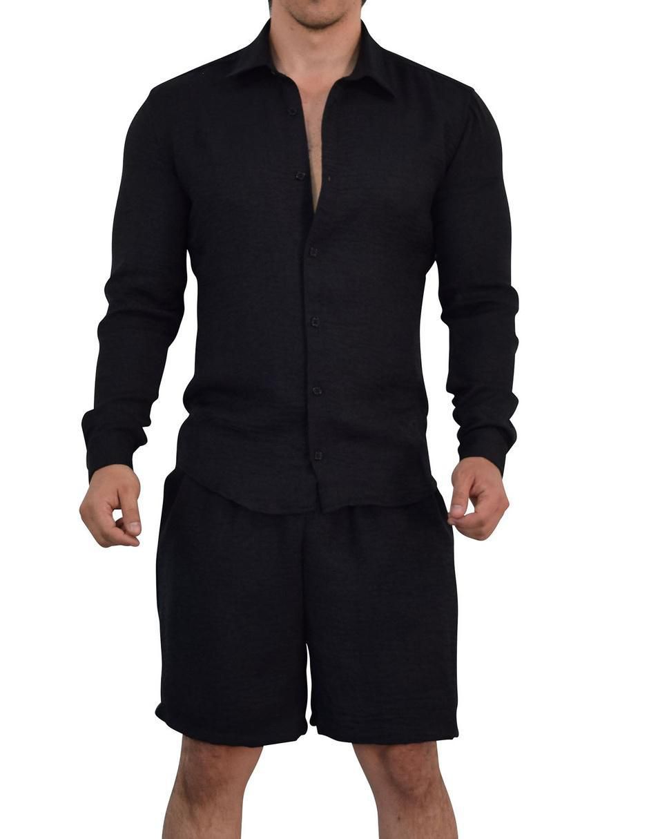 Camisa casual manga larga para hombre 6