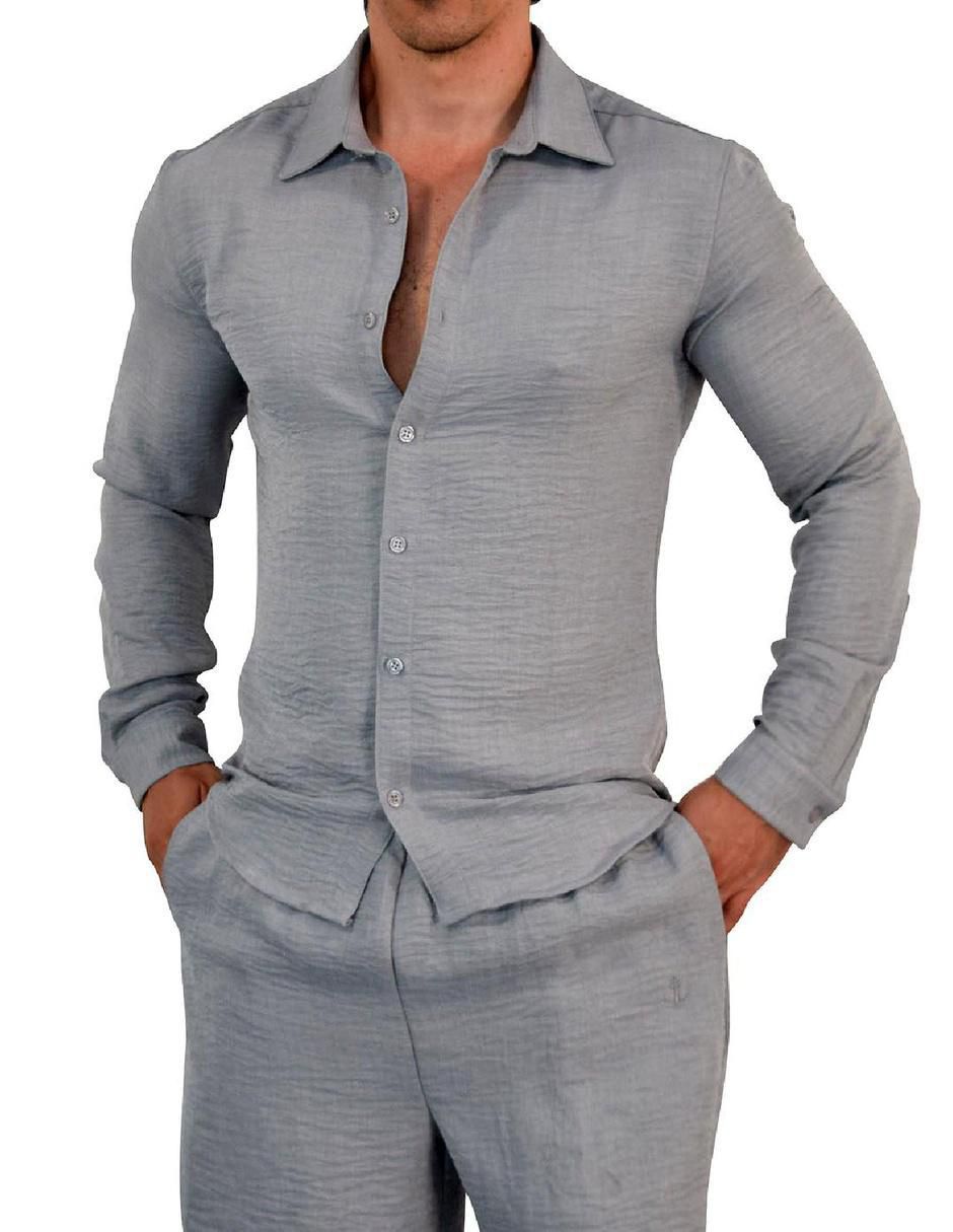 "camisa/sobrecamisa" casual john leopard "de" (si aplica) poliéster "manga" larga "para hombre"