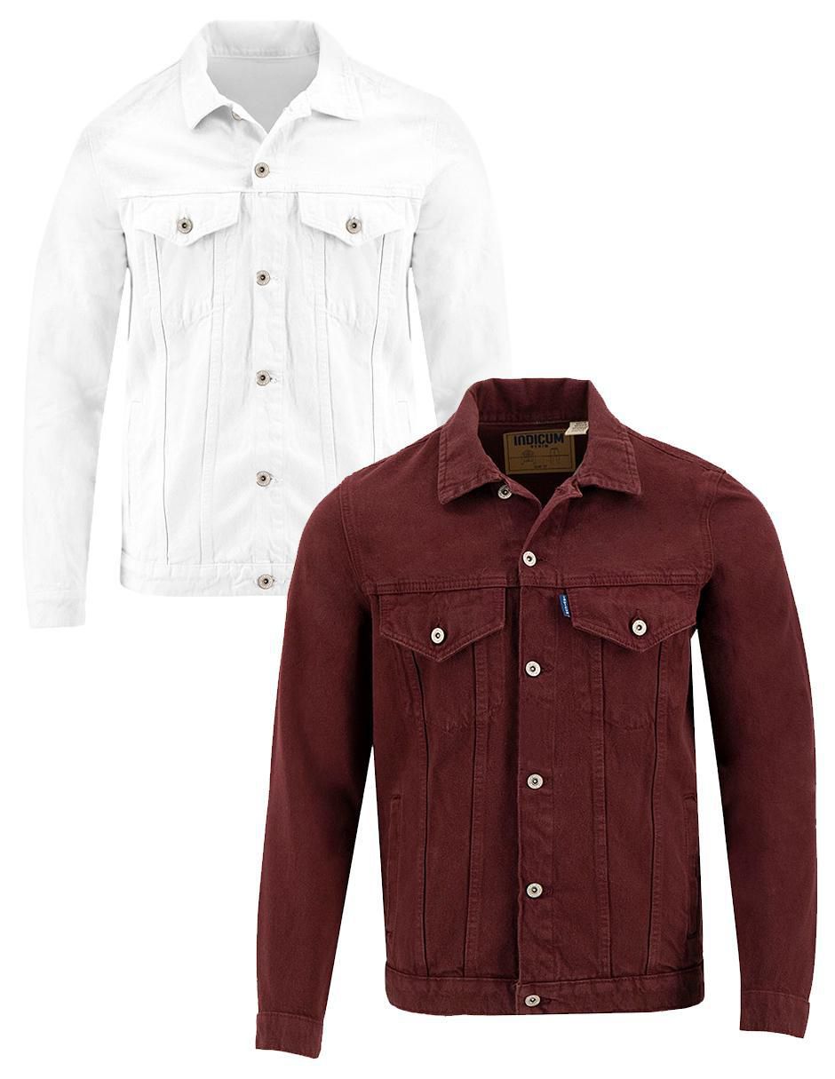 Chamarra denim indicum de mezclilla con bolsillos para hombre
