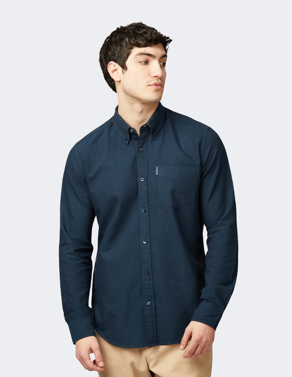 Camisa business casual de algodón manga larga para hombre