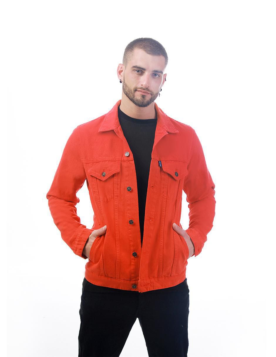 Chamarra denim Indicum denim de mezclilla con bolsillos para