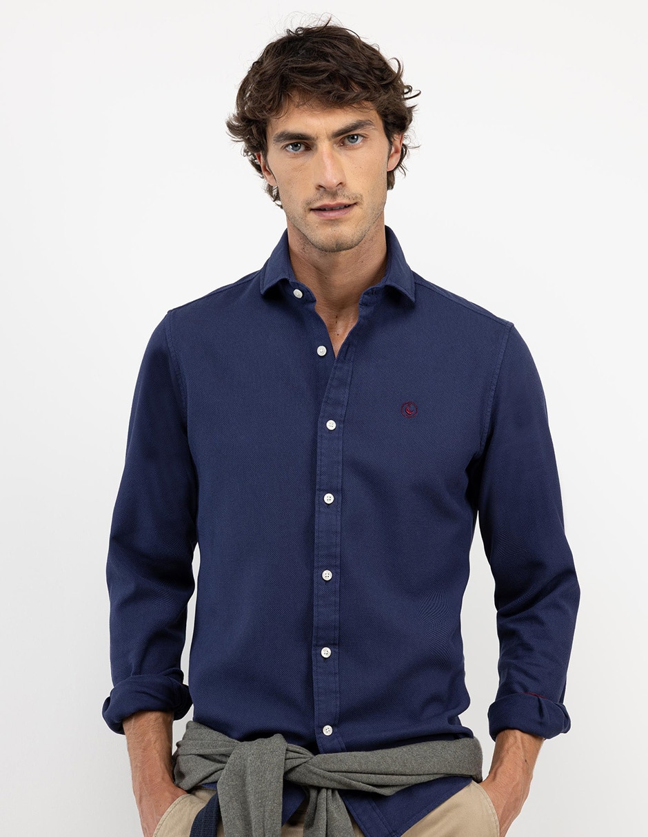 Camisa casual de algodón manga larga para hombre Camisa casual de algodón manga larga para hombre