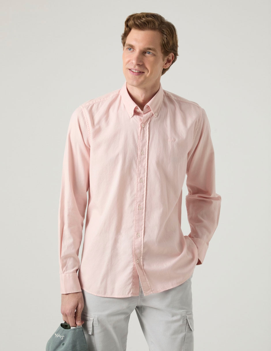 Camisa casual de algodón manga larga para hombre