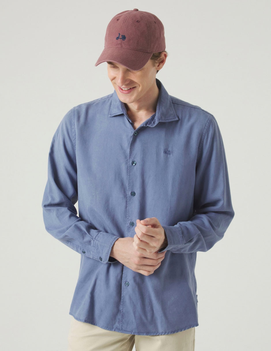 Camisa casual de lino manga larga para hombre