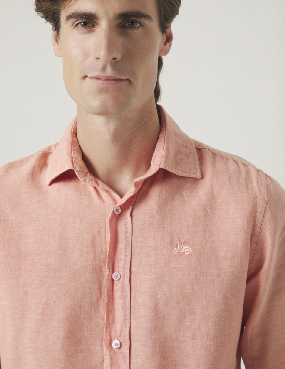 Camisa casual de lino manga larga para hombre 3