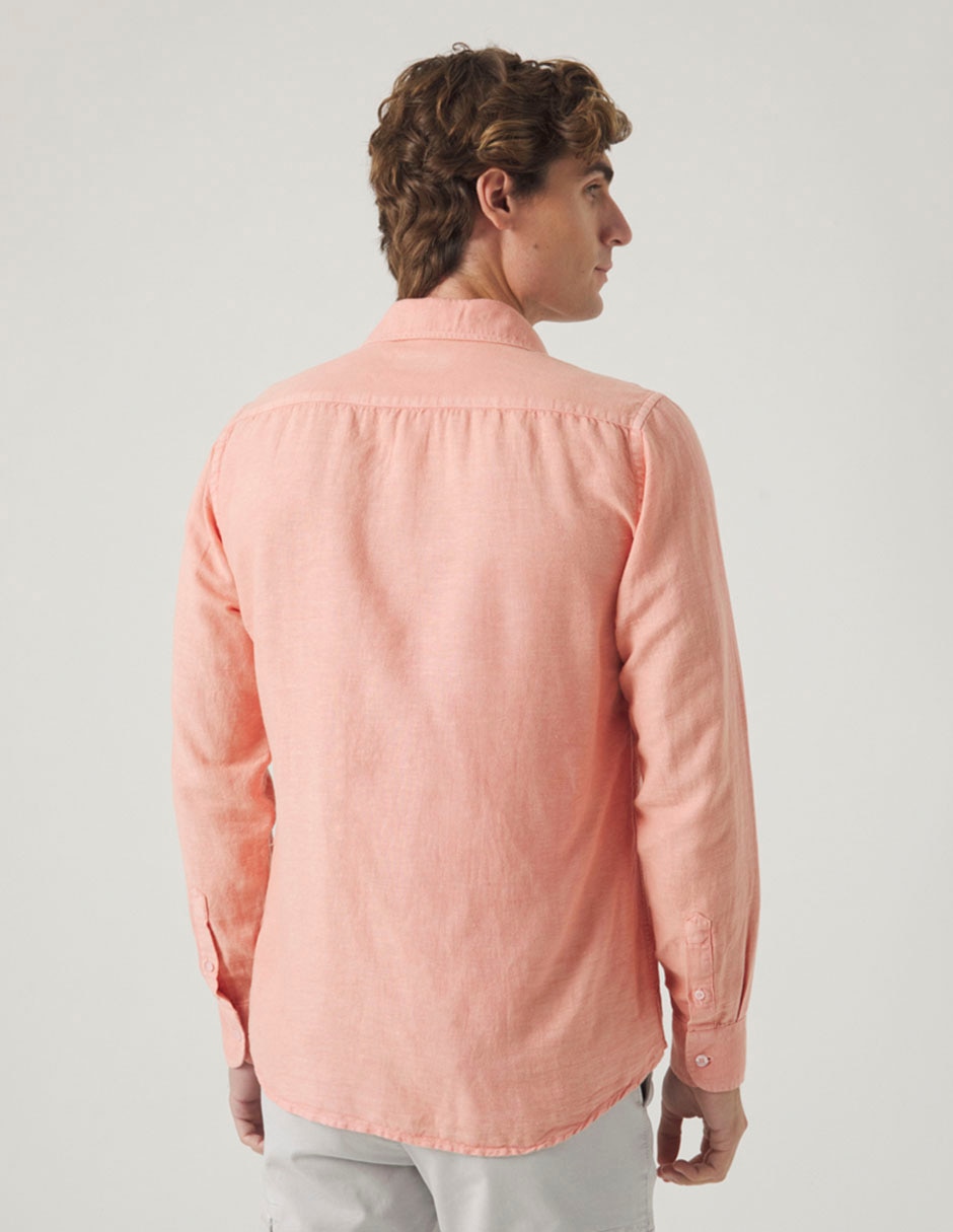 Camisa casual de lino manga larga para hombre 4