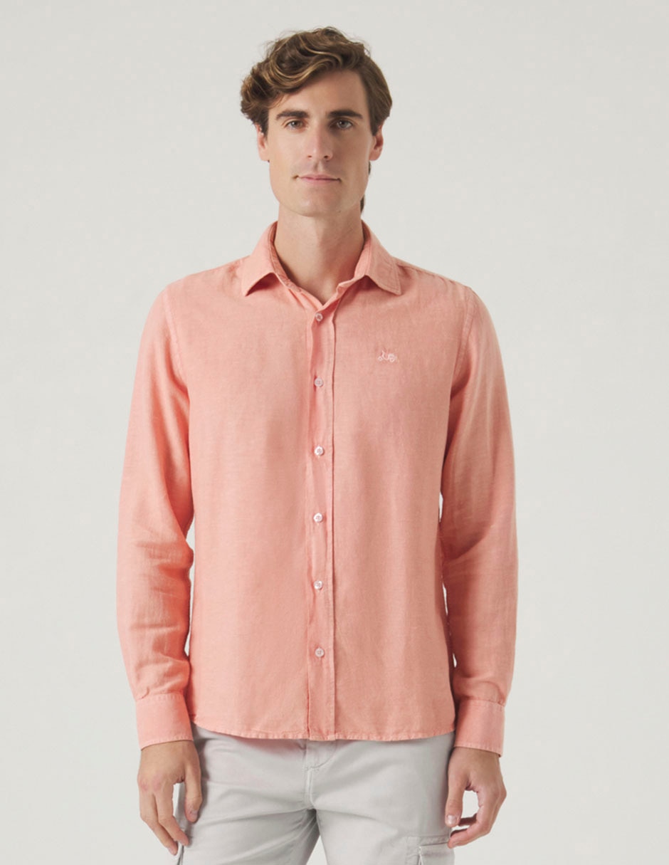 Camisa casual de lino manga larga para hombre 5