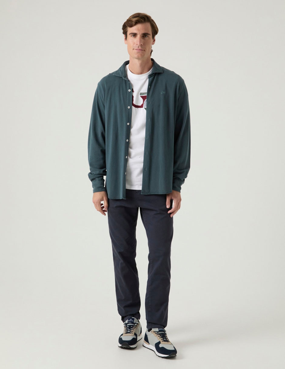 Sobrecamisa casual de algodón manga larga para hombre Sobrecamisa casual de algodón manga larga para hombre