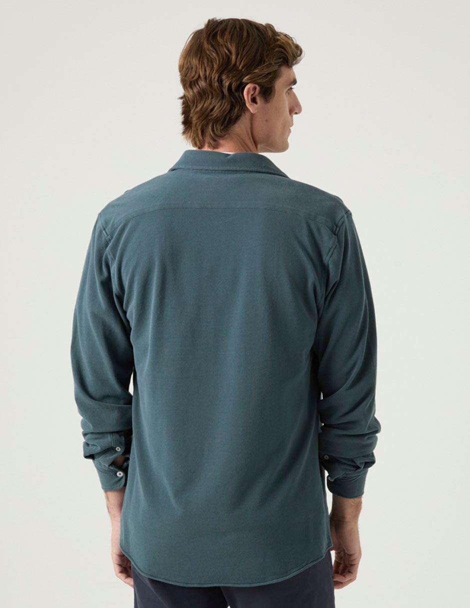 Sobrecamisa casual de algodón manga larga para hombre 4