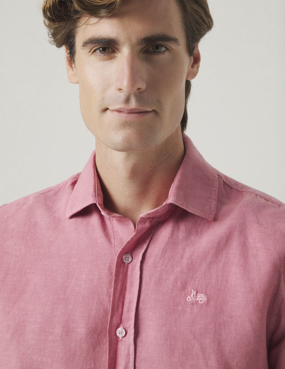 Camisa casual de lino manga larga para hombre 3
