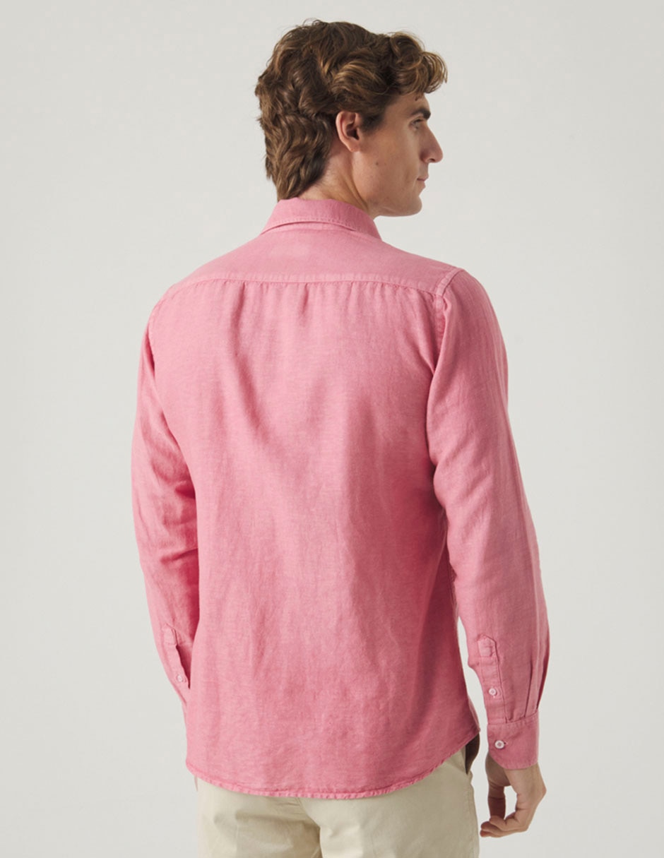 Camisa casual de lino manga larga para hombre 4
