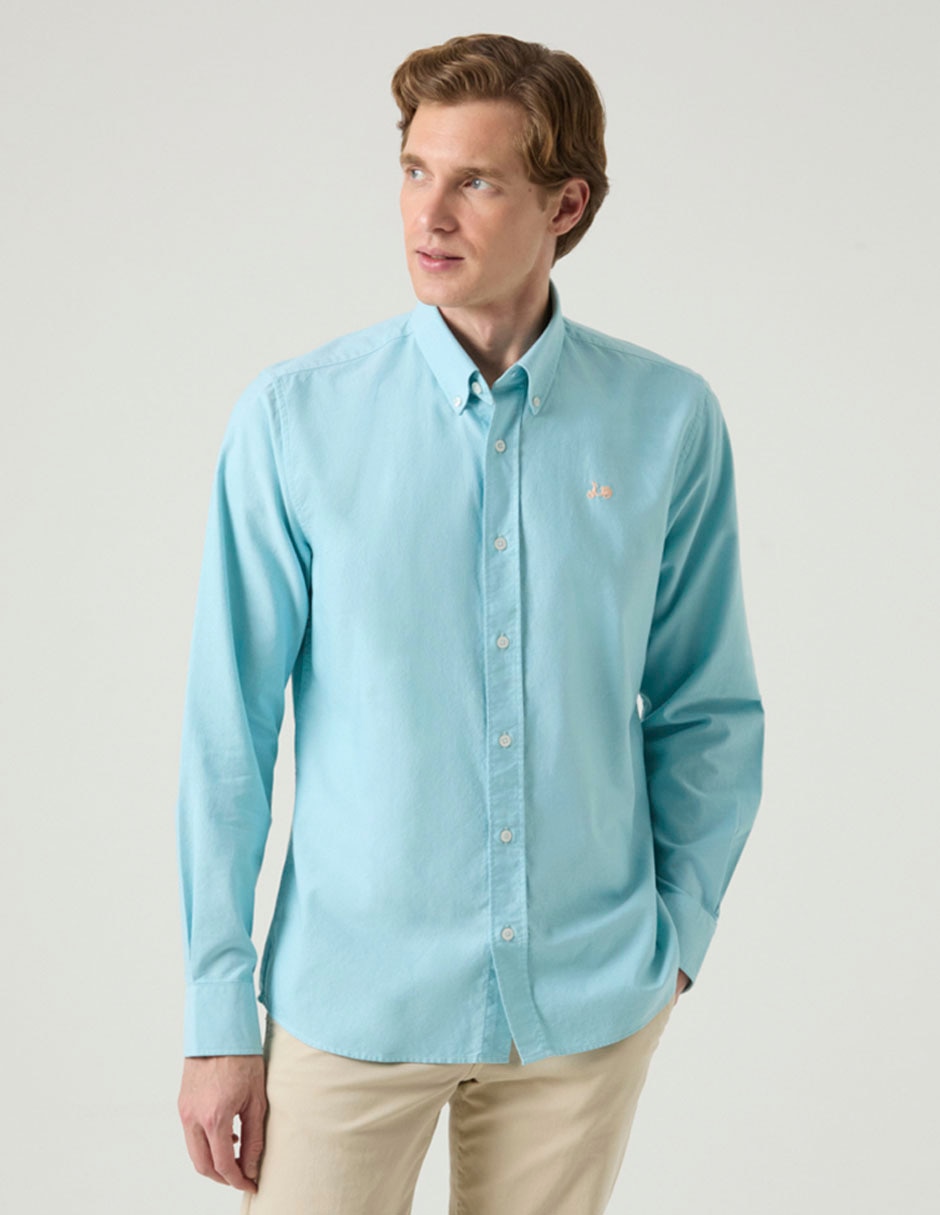 Camisa casual de algodón manga larga para hombre
