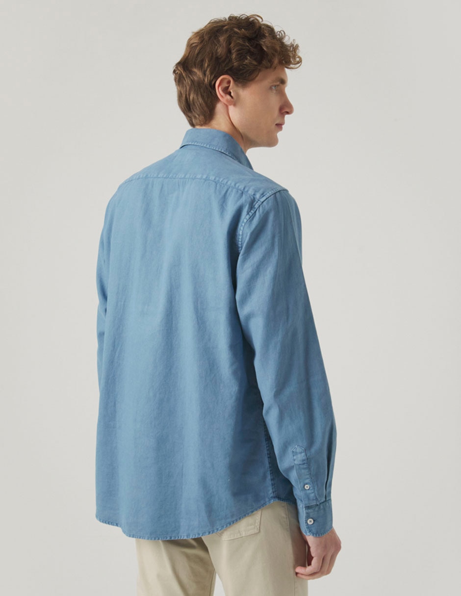 Camisa casual de algodón manga larga para hombre 4