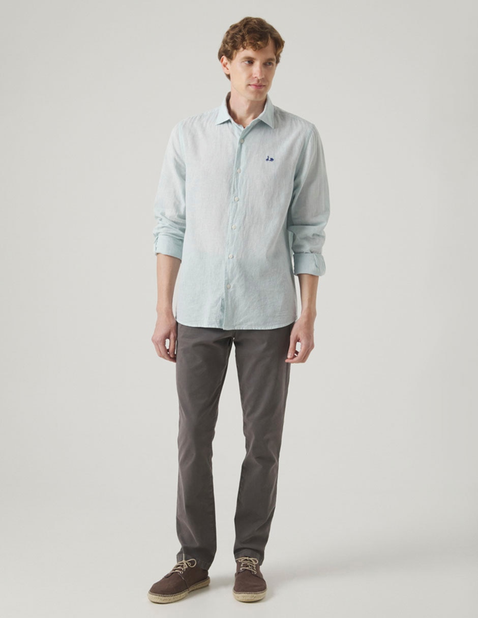 Camisa casual de lino manga larga para hombre 2