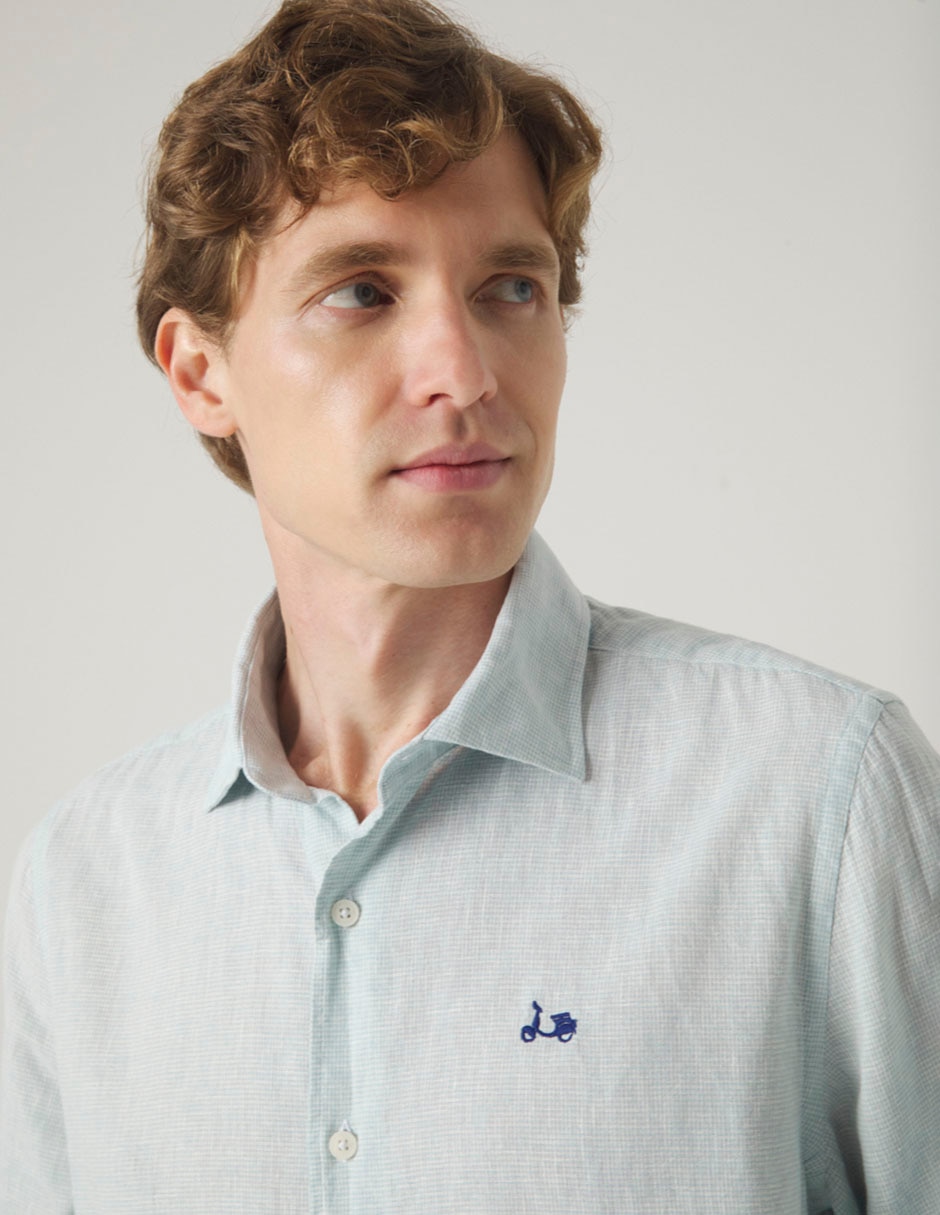 Camisa casual de lino manga larga para hombre 3