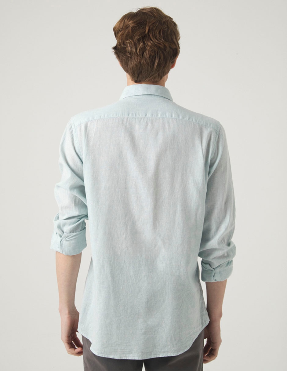 Camisa casual de lino manga larga para hombre 4