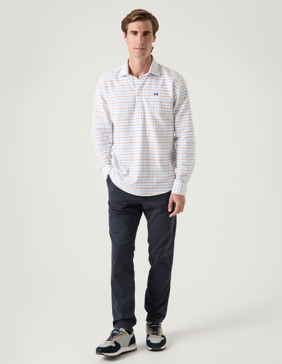 Camisa casual de algodón manga larga para hombre