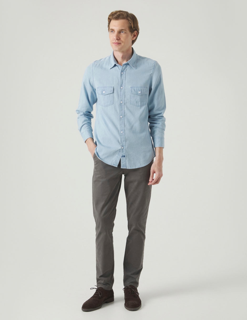 Camisa casual de algodón manga larga para hombre 2