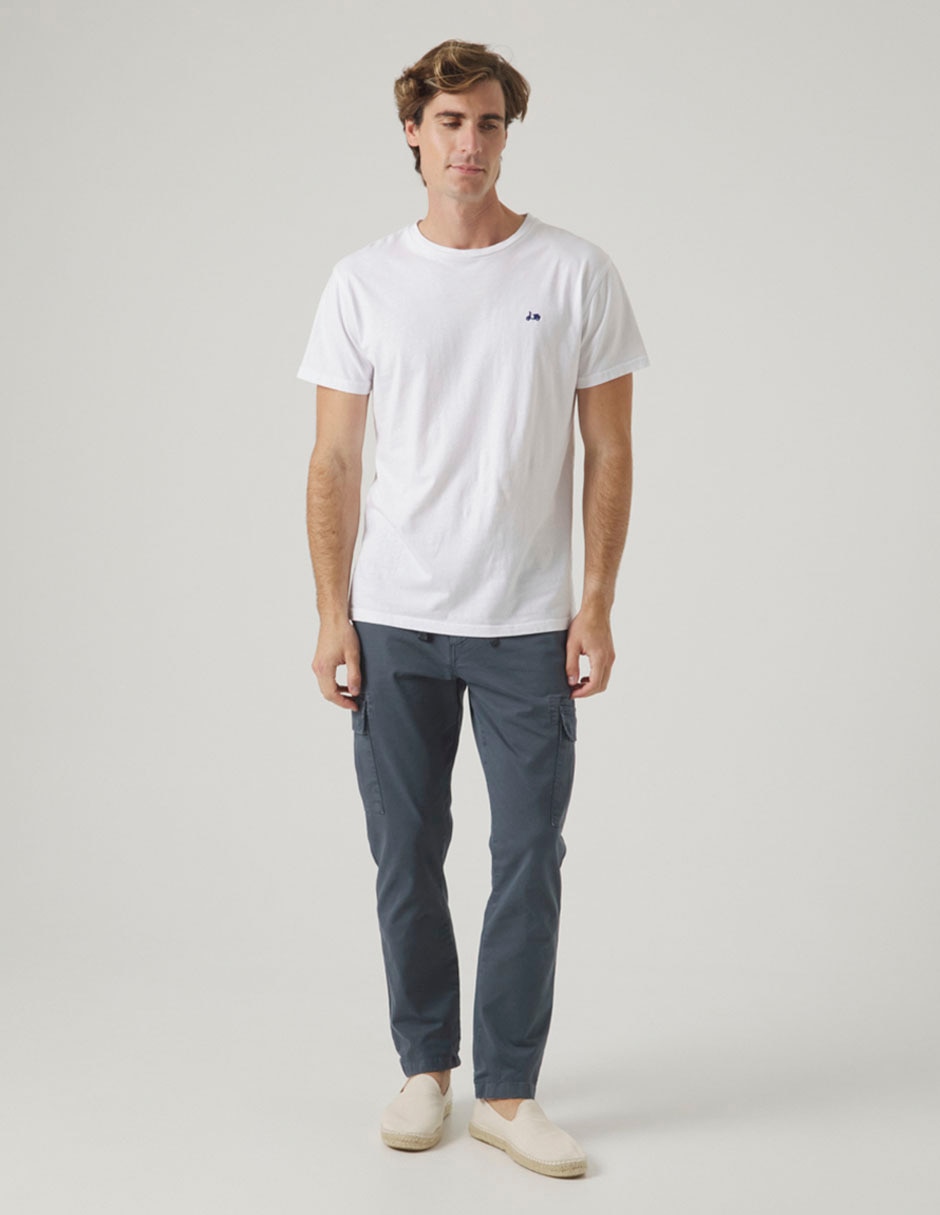Pantalón casual cargo straight de algodón para hombre