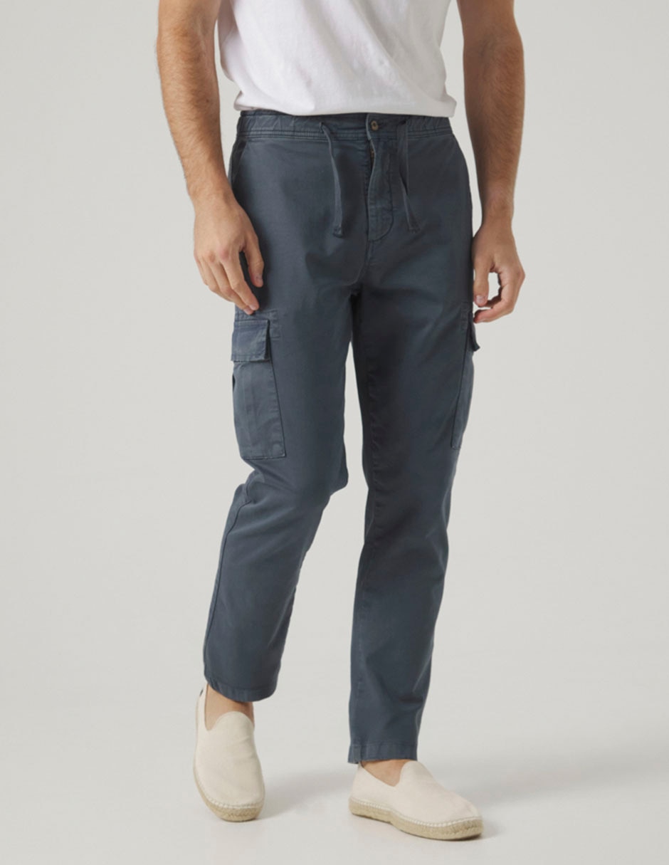 Pantalón casual cargo straight de algodón para hombre 3