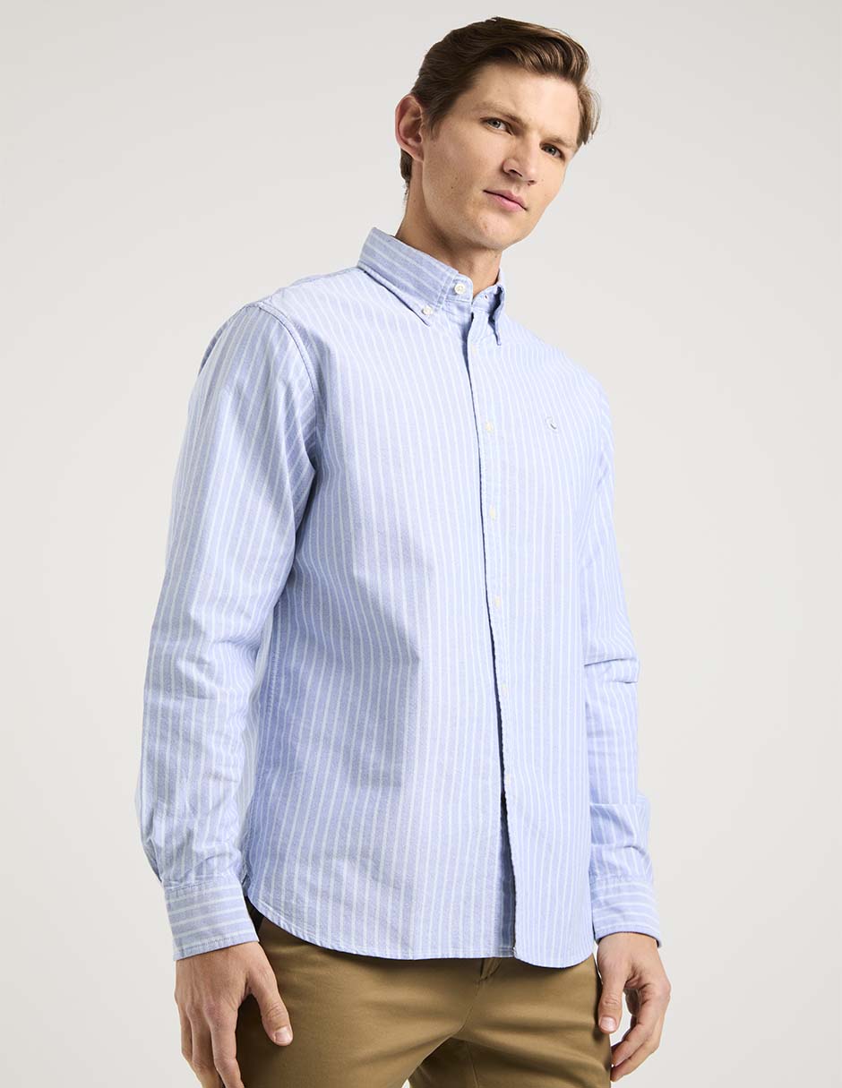 Camisa casual El Ganso de algodón manga larga para hombre