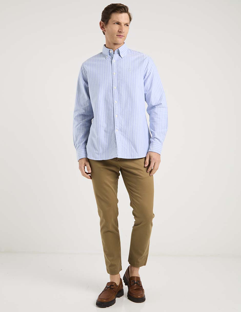 Camisa casual El Ganso de algodón manga larga para hombre
