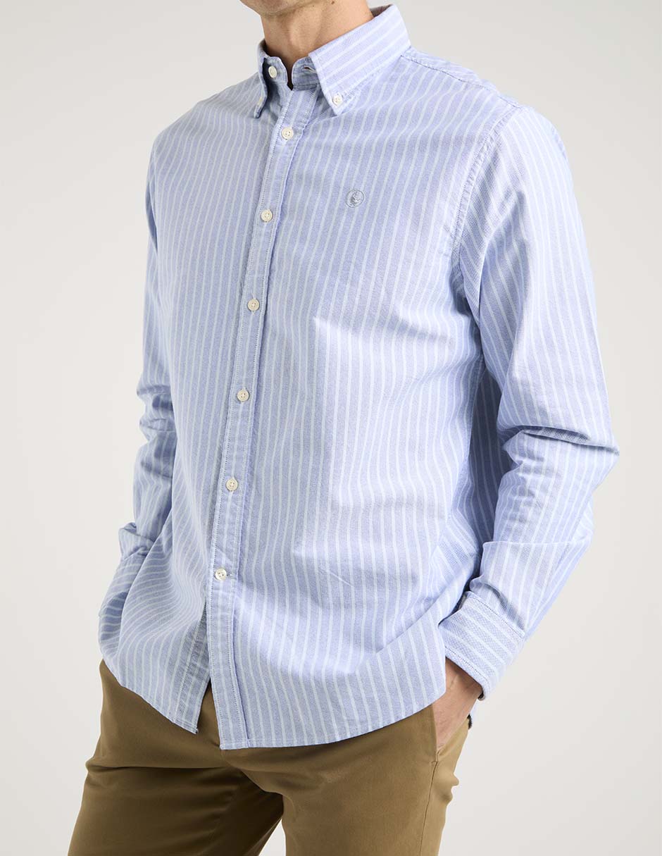 Camisa casual El Ganso de algodón manga larga para hombre