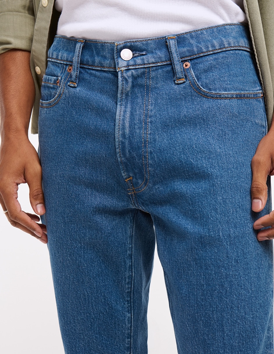 Jeans straight lavado medio para hombre 4