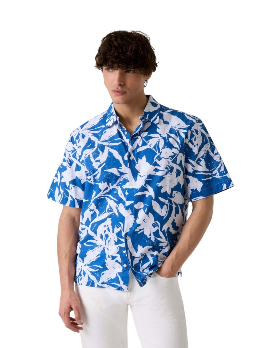 Camisa de algodón manga corta para hombre
