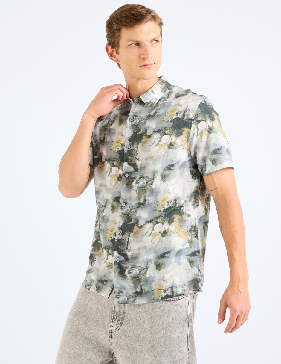 Camisa casual de algodón manga corta para hombre 2