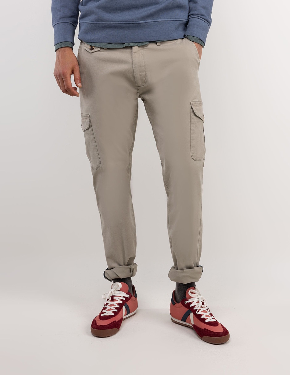 Pantalón cargo slim de algodón para hombre Pantalón cargo slim de algodón para hombre