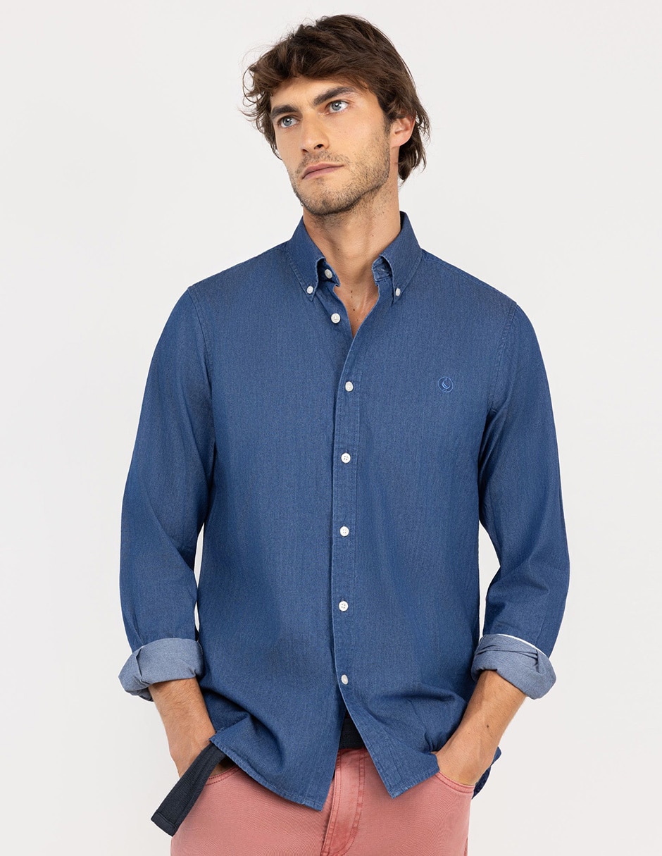 Camisa casual algodón manga larga para hombre Camisa casual algodón manga larga para hombre