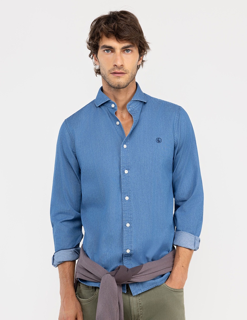 Camisa casual algodón manga larga para hombre Camisa casual algodón manga larga para hombre