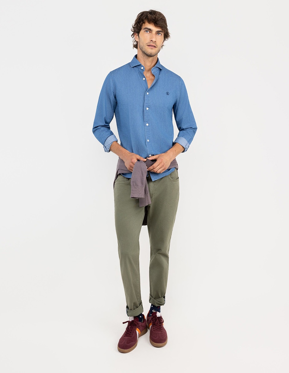 Camisa casual algodón manga larga para hombre 2