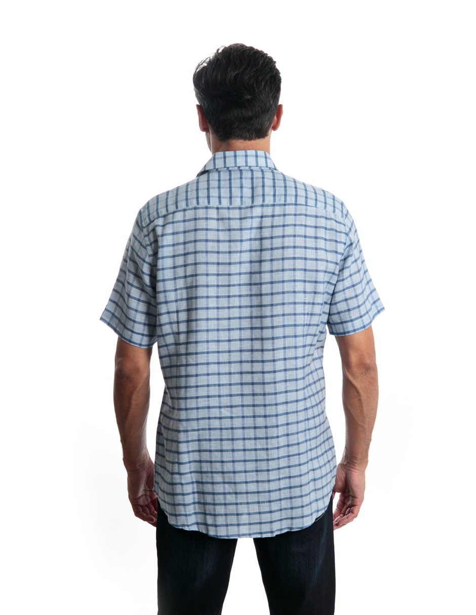 Camisa casual de lino manga corta para hombre 3